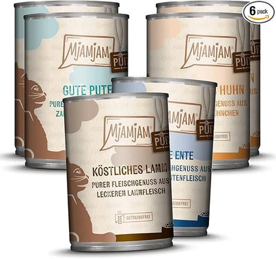 MjAMjAM - Premium Nassfutter für Katzen -Purer Fleischgenuss, 6er