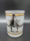 Vintage Long Beach Queen Mary & Spruce Goose Frosted Clear & Gold HI Ball Glass