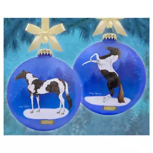 700826 Breyer 2022 Artista de Vacaciones Firma Pintos Vidrio Adorno de Navidad NUEVO - Imagen 1 de 3