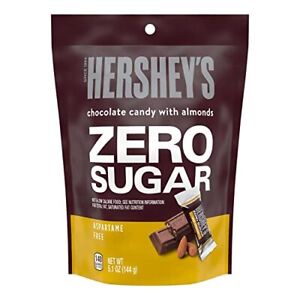 Zero Sugar Chocolate with Almonds Candy Bars, Individually Wrapped, Aspartame.