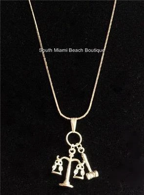 Silver Law Necklace Justice Gavel Attorney Paralegal Lawyer Clerk Gift Plated - Image 1 of 4