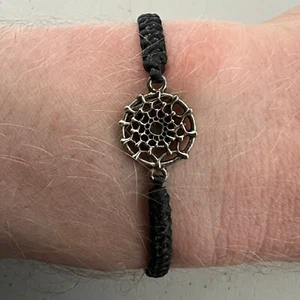 Brazalete pulsera gótica pequeña telaraña de algodón negro para hombre y mujer - Imagen 1 de 6