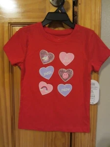 shirt Valentine youth XS size 4-5 tee short sleeves red cotton blend new w/tags - Picture 1 of 5