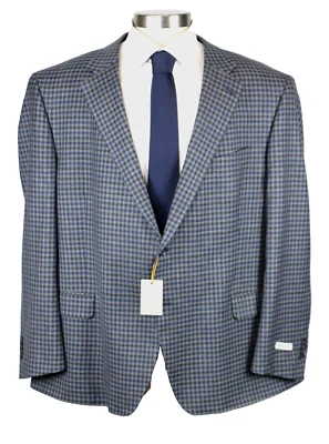 Peter Millar Sport Coat 54 R fits 52 Mens Blue Grey Check Wool Silk Linen Blazer - Image 1 of 4