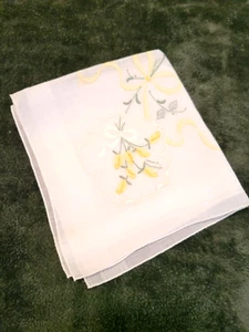 Vintage Womens Embroidered Handkerchief Yellow Floral 14"x13" - Picture 1 of 6