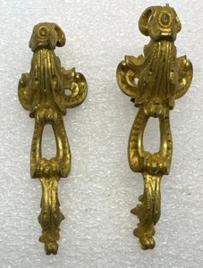 2 - Antiguo Reloj Francés Bronce Parte Decorativa 2" Ancho x 5 1/2" Alto - Imagen 1 de 2