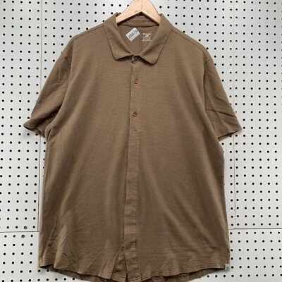 Horny Toad Button Collared SHirt Mens XL Brown Hidden Buttons Short Sleeve 23X31 - Image 1 of 4