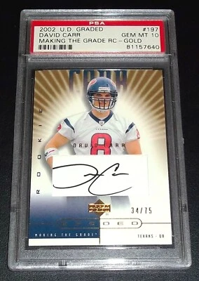 (#/75) PSA 10 GEM Rc Gold David Carr Auto 2002 UD Graded Rookie Signed Autograph - Image 1 of 4
