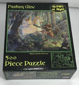 Fantasy “Maid And The Unicorn” Puzzle Glow In the Dark 500 pc Jigsaw New Sealed