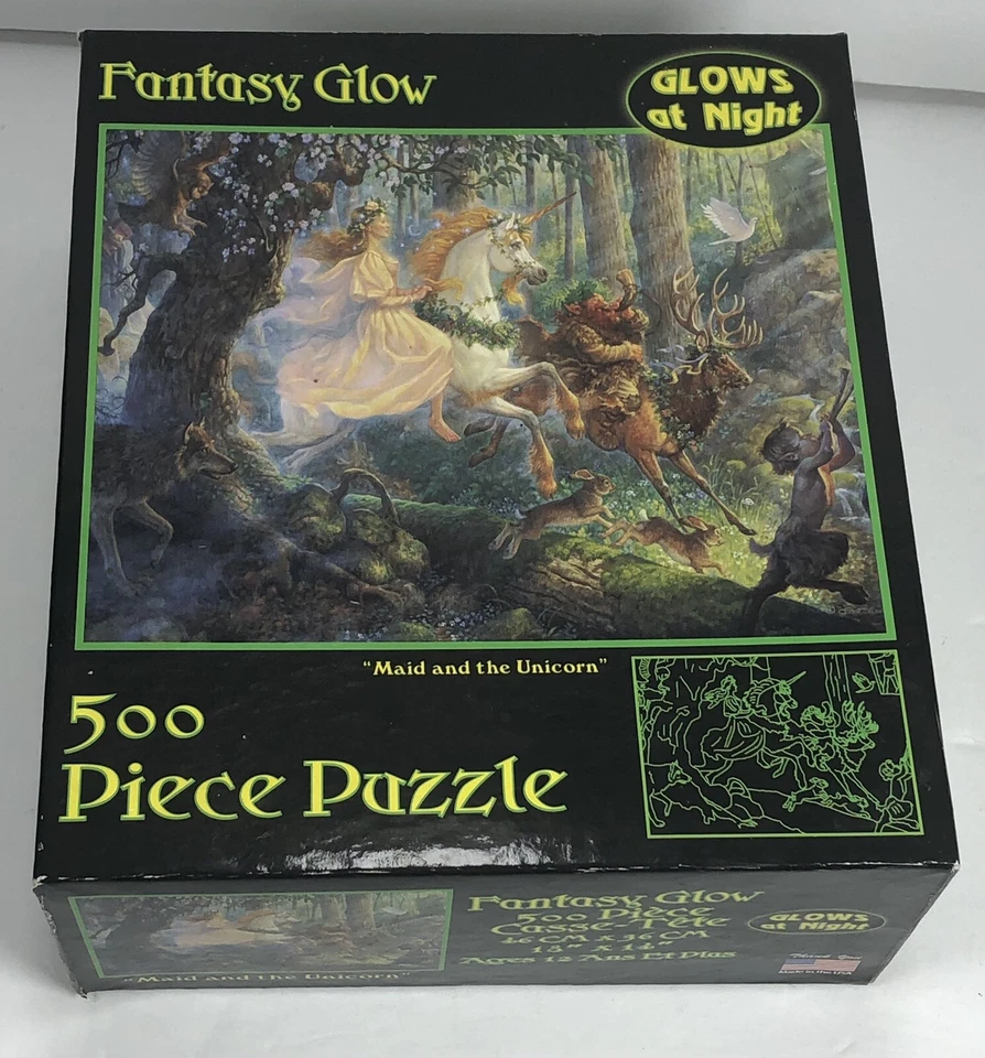 Dragon Isle 500 PC Glow in Dark Fantasy Pegasus Knight Jigsaw Puzzle 100