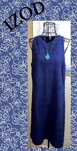 IZOD Blue Eyelet Shift Dress-Lined-Sleeveless-Medium - Picture 1 of 5