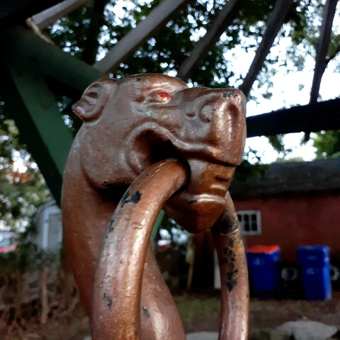 Antique figural Hitching Post dog dragon serpent head horse vintage tether Cover