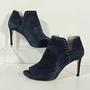 White House Black Market Louise Suede Leather Shootie Size 9.5 Blue Studded - Picture 1 of 9