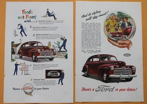 2 x 1946 Ford car Vintage Mag Print Ads - Picture 1 of 1