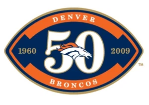 DENVER BRONCOS OLD VINTAGE NFL FOOTBALL LOGOS POSTER ON METAL SIGN 12X8IN A - Picture 1 of 6
