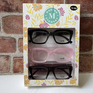 MARTHA STEWART 3 PACK PREMIUM READING GLASSES MULTI READERS +2.00 - Picture 1 of 8
