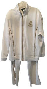 Lauren Ralph Lauren-Active  Women’s Track Jacket & Pants -Size 2x- White & Gold - Picture 1 of 17