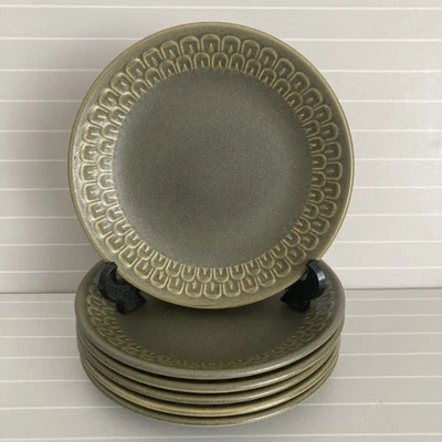 WEDGWOOD CAMBRIAN GREEN OVEN TO TABLE BREAD AND BUTTER PLATES X6 - Image 1 of 4