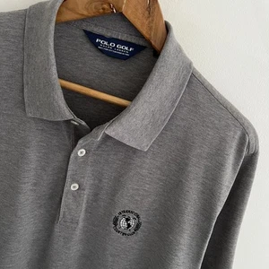 Camisa polo de golf Ralph Lauren vintage L grande para hombre gris club de campo manga corta - Imagen 1 de 10
