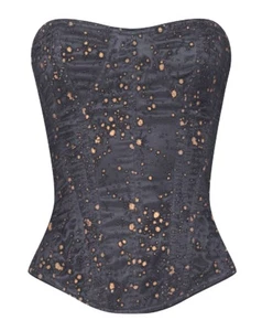 CORSÉ DESHUESADO VICTORIA CADOLLE FRANCÉS VINTAGE~NEGRO Y DORADO~HECHO EN FRANCIA~NUEVO Y ETIQUETA~L - Imagen 1 de 24