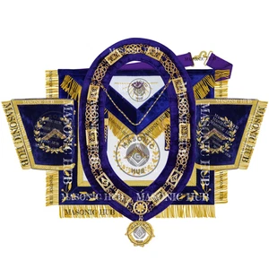 Masonic Grand Lodge Worshipful Master Regalia Set – Hand Made Lambskin Apron - Picture 1 of 18