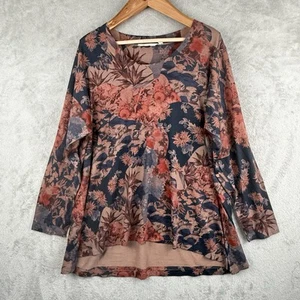 Soft Surroundings Asymmetric Hem Tunic Top Womens 3X Loose Fit Knit Dark Floral - Picture 1 of 11