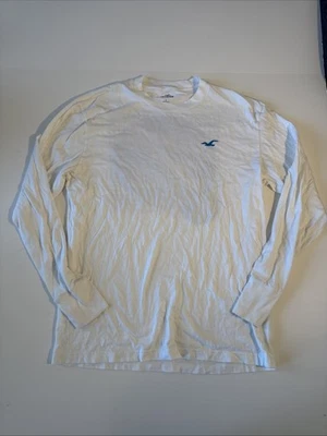 Camisa Hollister Para Hombre Grande Blanca Manga Larga Espalda Gráfica Foto 1 de 4