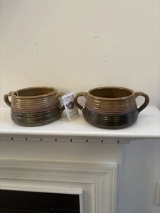 Prescraft Hand Made Wood Fired Earthenware From Cameroon Set of 2 Bowls FLAW - Picture 1 of 24