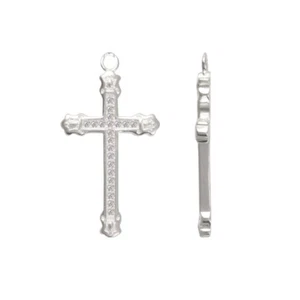 Fianza cruzada de plata esterlina 27x16 mm con bucle de anillo * hallazgos de fabricación de joyas - Imagen 1 de 2