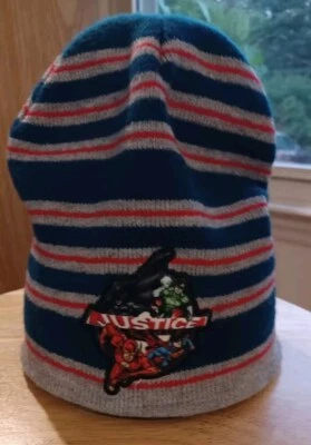 Justice League DC Comics Blue/Grey/Red Logo Kids Beanie Knit Hat - Image 1 of 4