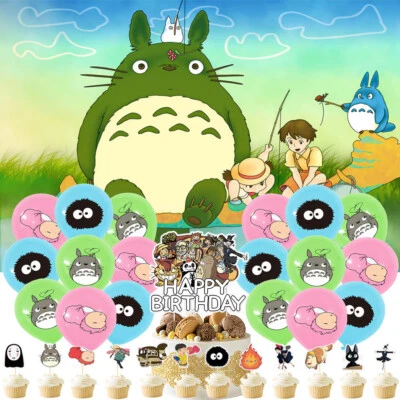 Totoro Birthday Decorations Party Supplies Set Balloons Cake Toppers Banner Kids - Image 1 of 4