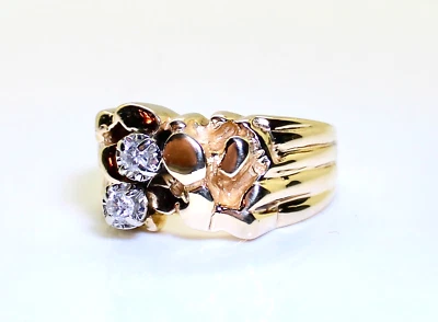 Nice Vintage 10K Yellow Gold Diamond Nugget Men's Ring, Size 9.75, 7.5 Grams - Image 1 of 4