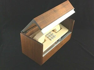 Vintage Mid-Century Western Electric STOWAWAY Touchtone Desk Phone in Teak Box - Picture 1 of 11