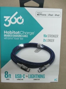HABITAT 360724-NV 8 ft. NAVY BRAIDED CHARGING CABLE USB-C to LIGHTING - Zdjęcie 1 z 2