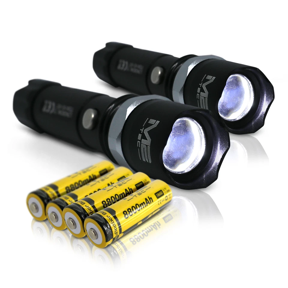 2x Polizei Swat Led Cree Taschenlampe 5000 Lumen inkl 4x PowerAkku + Ladekabel - Bild 1 von 4