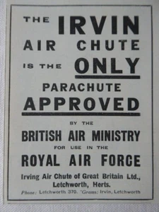 5/1935 PUB IRVING AIR CHUTE IRVIN PARACHUTE ROYAL AIR FORCE ORIGINAL AD - Picture 1 of 2
