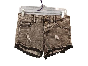 NoBo No Boundaries Womens Juniors? Faded Black Button Fly Embellished Size 9 - Picture 1 of 9