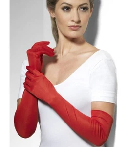 Ladies 20s Charleston Flapper Long Jersey Fancy Dress Gloves 20" Red by Smiffys - Picture 1 of 3