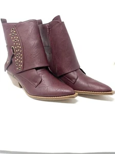 Bellini Shindig Women's Boot Red Studded Heel 9M NIB Strap Zip Closure - Picture 1 of 10