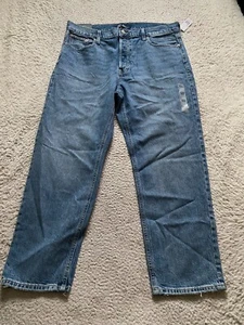 Pantalones de mezclilla Gap para mujer de tiro alto descarados rectos con botones azules talla 16 (36 x 28) - Imagen 1 de 14