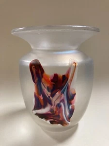 Vase Glasvase Glas irisierend mit Einschmelzung 14cm - Bild 1 von 6