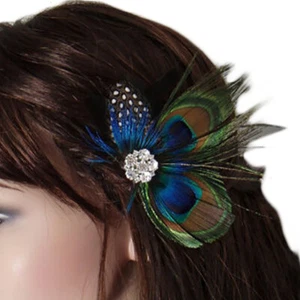 Clip para el cabello con flor de cristal de pavo real fascinadores sombrero fiesta diadema prendas para la cabeza - Imagen 1 de 4