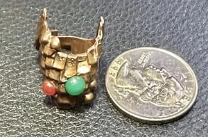 Vintage Copper Tone/Red/Green Dragon Skin Finger Tip Adjustable Ring - Picture 1 of 8