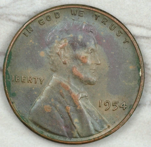 1954 Lincoln Cent RAINING DIE CHIPS TONED Cover