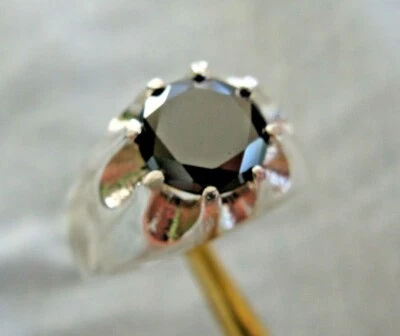 2.75ct MENS 100% REAL NATURAL BLACK DIAMOND RING,CERTIFICATE,DIA TESTER,SIZE 10 - Image 1 of 4