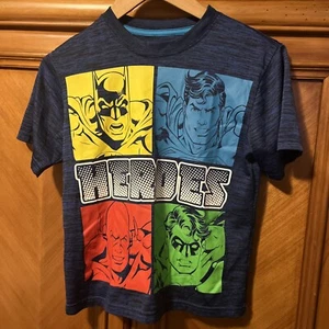 YOUTH T-SHIRT T SHIRT SUPER HEROES JUSTICE LEAGUE L BATMAN SUPERMAN + OTHERS - Picture 1 of 6