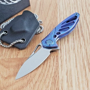Rike Knife Hummingbird Folding Knife 1.63" Damasteel DS93X Blade Titanium Handle - Picture 1 of 17