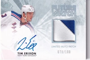 2011-12 UD SPAuthentic Future Watch Patch Auto TIM ERIXON /100 New York Rangers - Picture 1 of 2