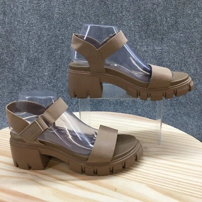 Mia Sandals Womens 8.5M Skyler Ankle Strap Brown Faux Leather Buckle Block Heels - Image 1 of 4