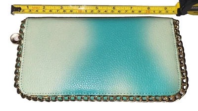 Damen Geldbörse Türkis Portemonnaie Portmonee Geldbeutel Brieftasche Gold Kette - Bild 1 von 2